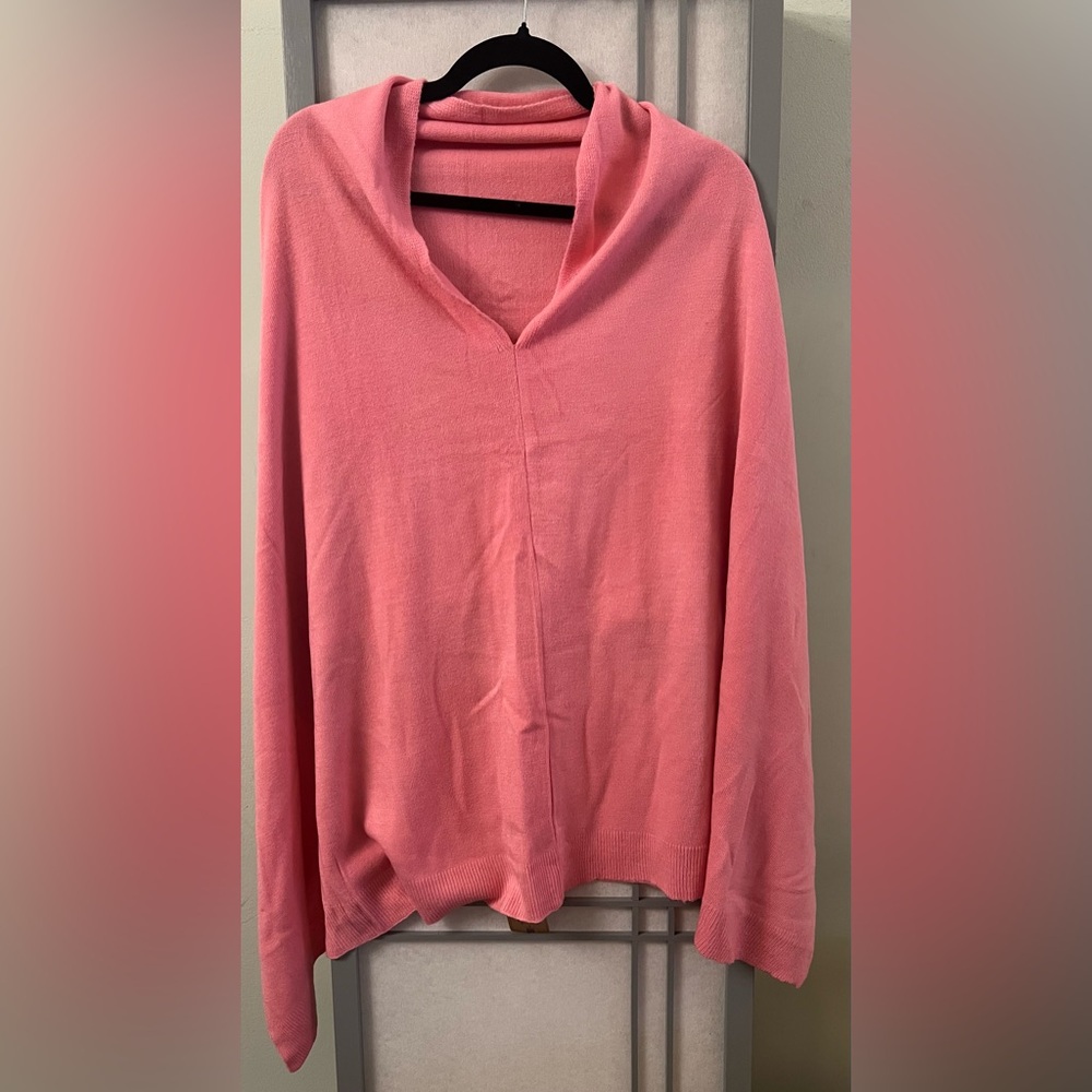 Brand New Ladies Sweater Poncho By G (George) Pink One Size Bohemian V-neck